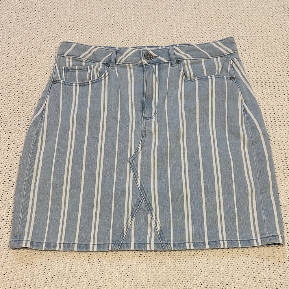 LOFT Blue and White Striped Mini Skirt